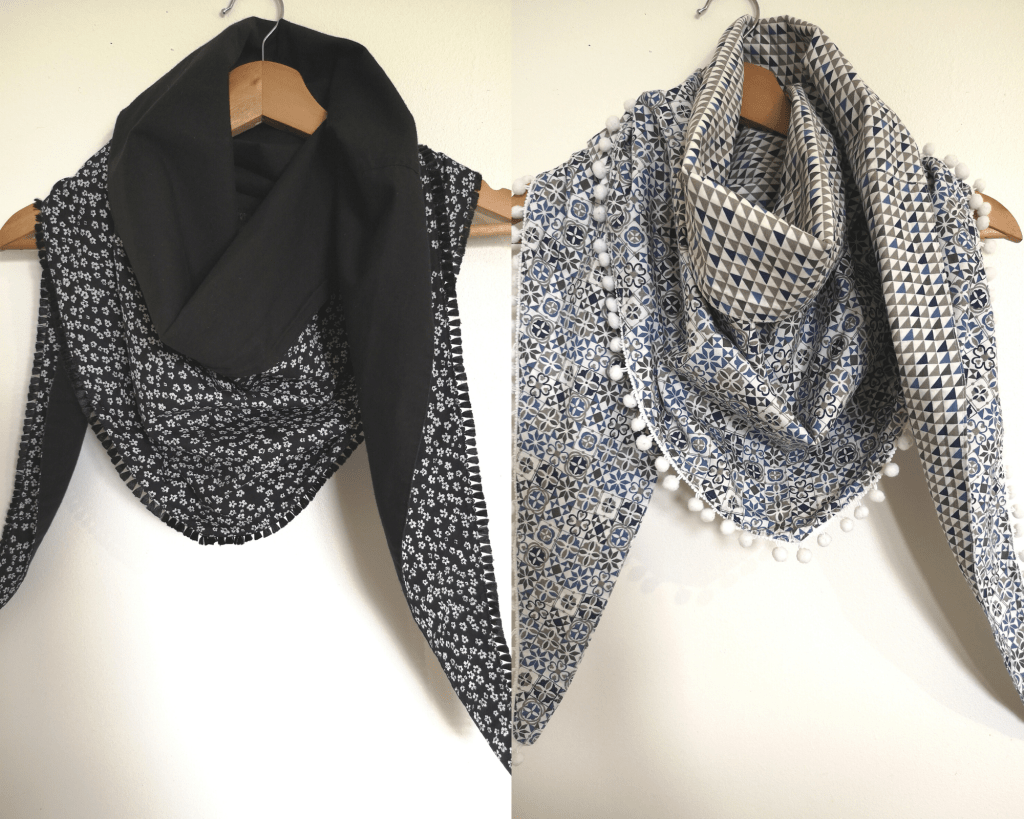 Foulard triangle chèche réalisés avec du tissu en coton pour le printemps