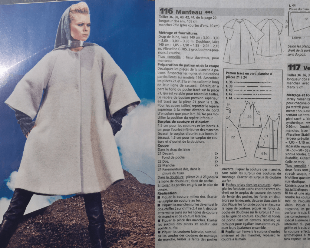 manteau n°116 Burda style novembre 2013