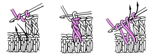 bride en relief sur l'avant au crochet